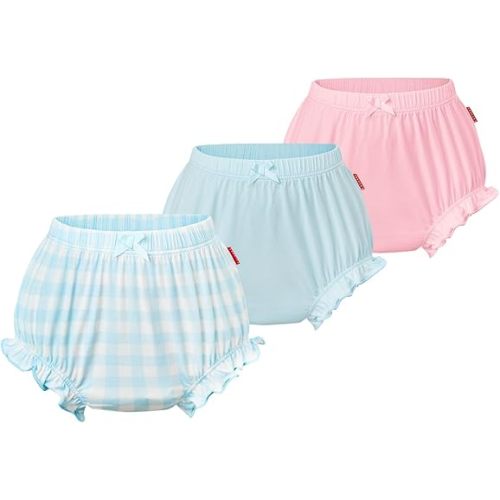 Bamboo Viscose Diaper Covers for Girls Infant and Toddler 3-Pack Ruffle Baby Bloomers
