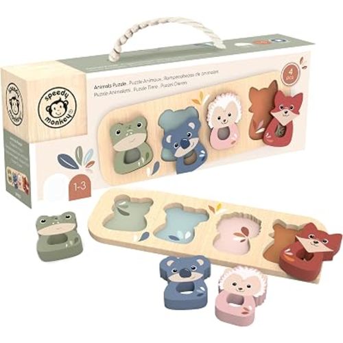 SPEEDY MONKEY Wooden Animal Puzzle | Kids Shape Sorter Puzzle Learning Toy