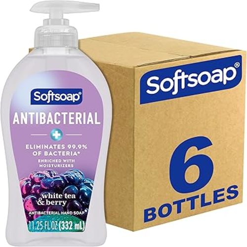 Softsoap Antibacterial Liquid Hand Soap, White Tea & Berry Scent Hand Soap, 11.25 Ounce, 6 Pack