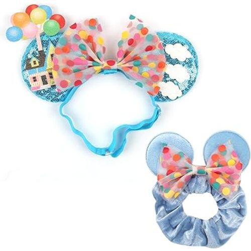 bianbaistar Newborn Bows for Girls Toddler Hair Bows Elastic Adjustable Headband Mouse Ears Up Scrunchies Essencial Accessories for Trip Headwear for Women (Rainbowdot)