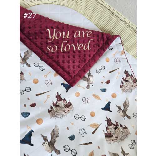 Gray School of Magic Baby Blanket, Personalized Blanket, Little Wizard Nursery Bedding, Magic Baby Shower, Owl Minky Lovey, Stroller Blanket