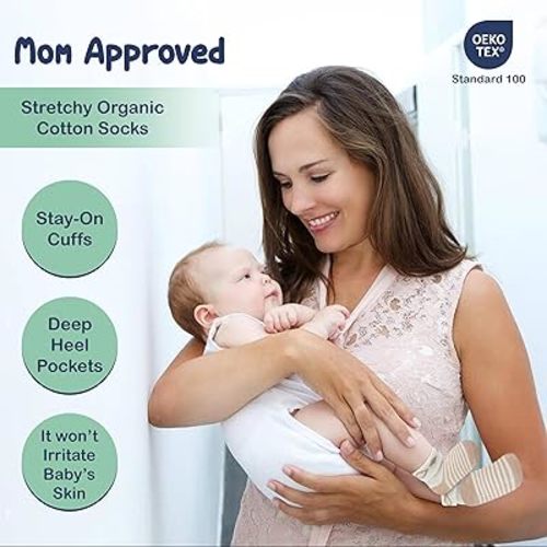 Mother's Choice Baby Socks, Newborn & Infant Socks, Unisex, 0-6 Months, Brown Organic Cotton, Soft, Hypoallergenic, 12 Pairs, Baby Girl & Boy Gifts, 12Pcs