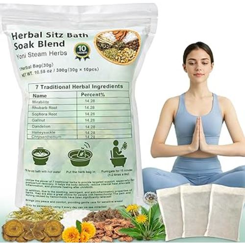 10pcs Yoni Steam Natural Herbal Sitz Bath Soak Powder - with Honeysuckle, Dandelion, Chrysanthemum - for Postpartum Recovery, Perineal Comfort, Hemorrhoid Soothing Herbal Blend for External Use