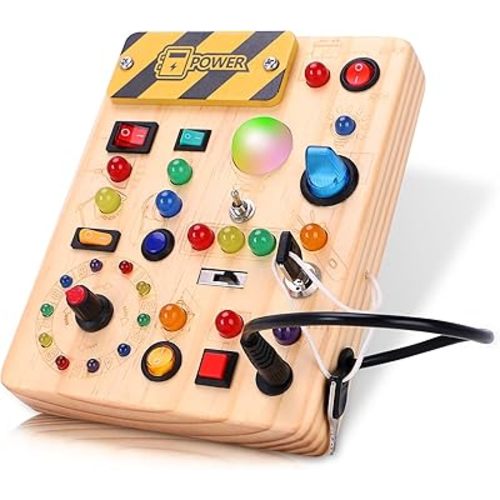 Montessori Toy for 1-3 Year Old Busy Board, Wooden Educational Learning Toy for Kids with Sensory Autism, Toddlers Toy for Boy Girl Gifts (Medium)