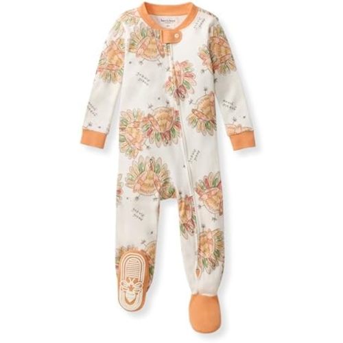 Burt's Bees Baby Baby Girls Sleeper Pajamas, 100% Organic Cotton, One-piece PJs, Diagonal Zip Up Jumpsuit, Snug Fit Footie