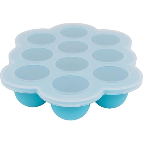 WeeSprout Silicone Freezer Tray with Clip on Lid Perfect Food Storage Container for Homemade Baby Food, Vegetable, Fruit Purees, and Breast Milk (Bright Blue, Ten 1.5 Ounce Sections)