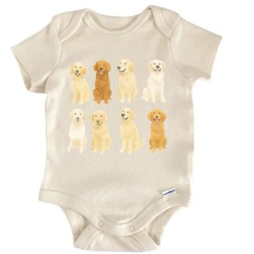 Golden Retriever Dog Newborn Baby Bodysuit Natural 3-6 Months