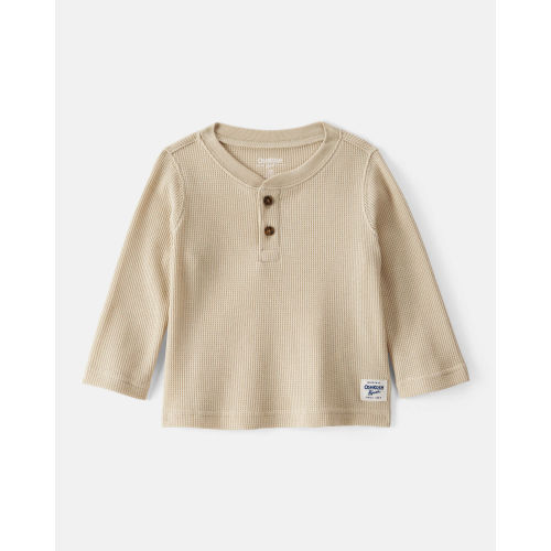 Baby Boy Long-Sleeve Henley Shirt - Tan - OshKosh | Carter's