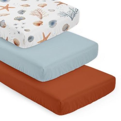 Sweet Jojo Designs Boy, Girl, Unisex/Gender Neutral Fitted Crib Sheets Seashells Multicolor 3pc