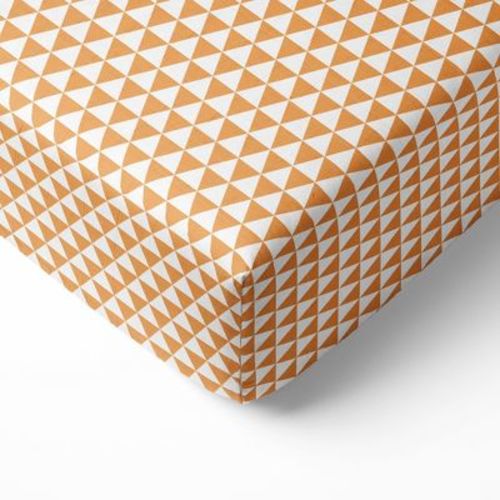 Bacati - Liam Orange Triangles Muslin 100 percent Cotton Universal Baby US Standard Crib or Toddler Bed Fitted Sheet