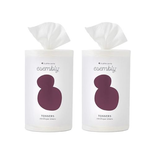 Esembly Tossers, Cloth Diaper Disposable Viscose Derived from Bamboo Liner, Fragrance-Free and Chlorine-Free, One Size, 2- Liners (2-Pack)