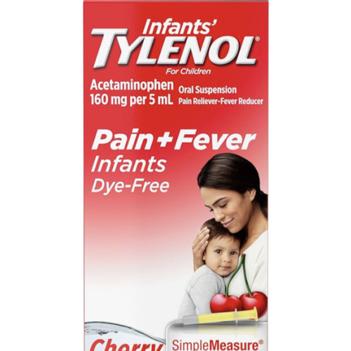 Infants' Tylenol Liquid Pain Relief and Fever Medicine, Oral Suspension, Dye-Free Acetaminophen for Sore Throat, Headache & Teething, Fever Reducer for Kids; Cherry Flavor, 2 fl. oz.; Pack of 1