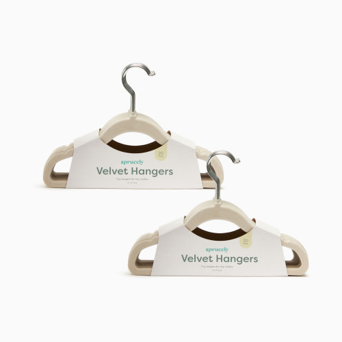 Sprucely Non-Slip Velvet Hangers - Oat, 40