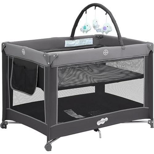 Pamo Babe Portable Playpen Foldable Playard Portable Crib for Baby and Toddlers