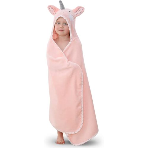 Hooded Towel for Kids 100% Cotton Ultra Soft with Unique Animal Design Large for Infants 3-10 Years (Unicorn)