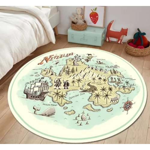 Neverland Map Kids Rug, Round Nursery Decor - Etsy