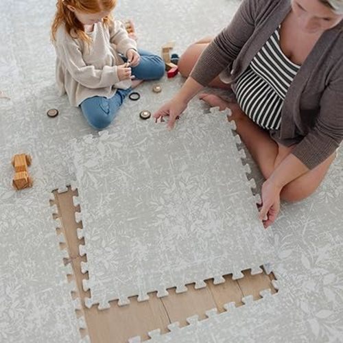Little Landings Baby Play Mat for Floor - Eden (6x6ft) - Premium EVA Foam Play Mat for Babies & Toddlers (Ages 0-5+) - Non-Toxic Playmat for Tummy Time, Crawling & Playroom - Stylish & Comfortable