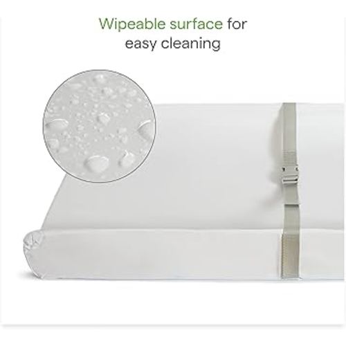 Munchkin Secure Grip Baby Diaper Changing Pad for Dresser, Waterproof and Wipeable, Contoured, Standard Size (14.75" x 31"), White