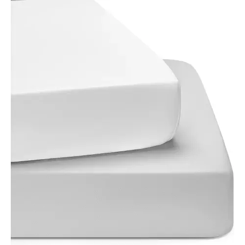 TILLYOU Baby Crib Sheets for Boys Girls, Fitted Crib Sheet 2 Pack for Standard Crib and Toddler Mattresses, Super Soft Toddler Bed Sheets, 28"x52"x8", White & Gray