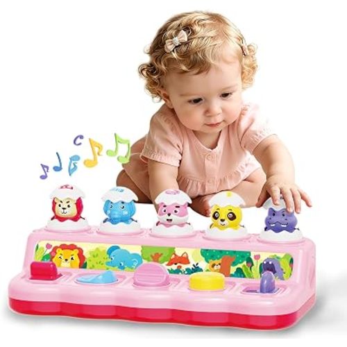 FS Montessori Pop Up Toy for Babies 9-12-18 Months - Quiet Mode Cause and Effect Toys for 1 Year Old Boy Girl - Fine Motor Skills Sensory Infant Toy - Travel Friendly First Birthday Gift