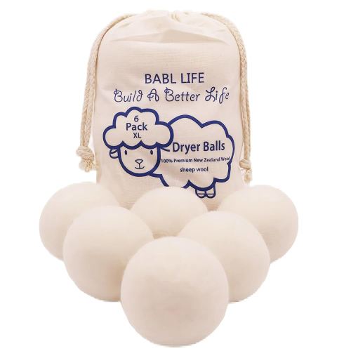 Wool Dryer Balls-Pack of 6,Premium Reusable New Zealand Natural Fabric Softener,Saves Drying Time, Handmade-Upgraded Version(Made of The Latest Shearing)-2.6 Inch