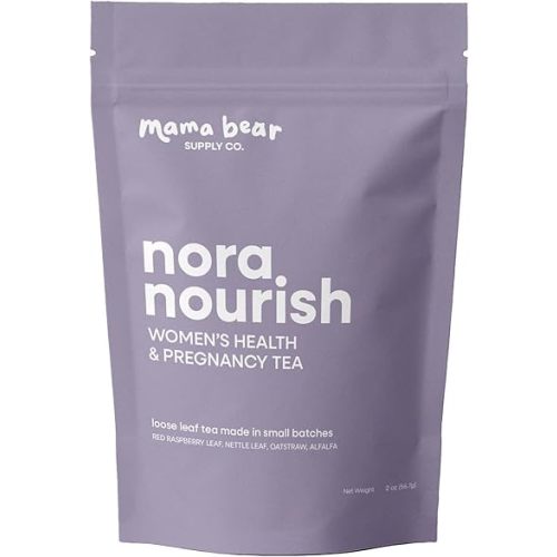 Nora Nourish Organic Pregnancy Tea – Red Raspberry Leaf Herbal Blend for Third Trimester, Postpartum & Women's Health – Caffeine-Free Loose Leaf Tea (2 oz (30 servings))