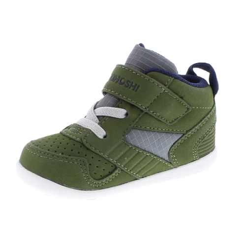 TSUKIHOSHI 2511 Racer Mid Baby Sneaker, Green/Navy - 3 Infant (0-12 Months)