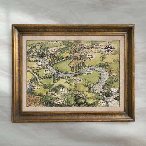 Wind in the Willows River Map | Vintage Children's Room Art | Antique StoryBook Painting | Nursery Wall Decor | Mailed Print