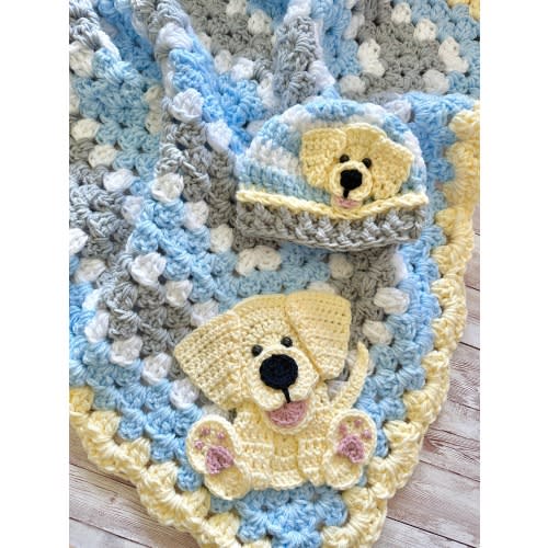 Crochet Baby Blanket - Baby Blanket - Handmade Baby Blanket - Puppy Baby Blanket - Crocheted Baby Blanket - Baby Puppy - Baby Dog