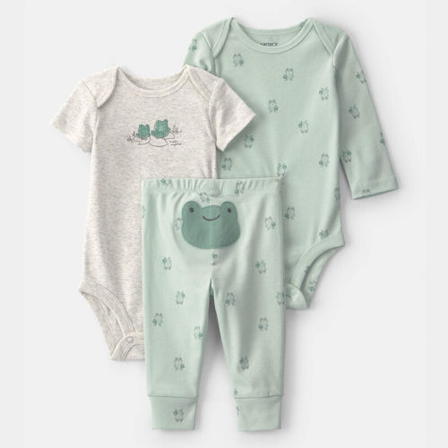 Baby 3-Piece Frog Bodysuit & Pant Set - Green/Grey | Carter’s Oshkosh Canada