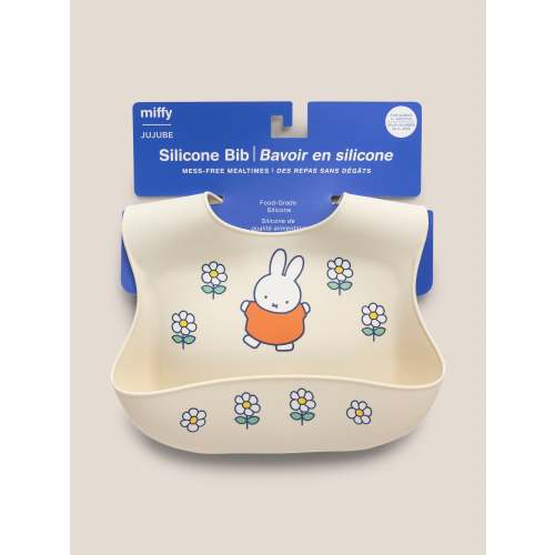 Miffy Flower Fields Silicone Bib | Eggshell | JuJuBe
