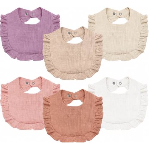 NISXABEBE Baby Muslin Bibs,6 Pcs Drool Bandana Bibs for Baby Girl Drooling and Teething,Soft and Absorbent Cotton for Newborn