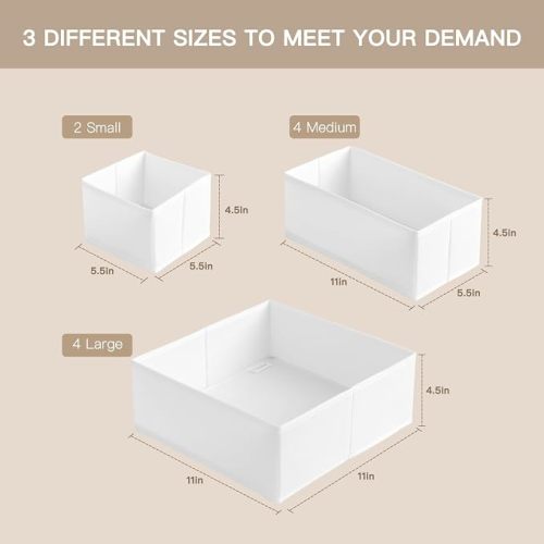 Criusia Drawer Organizer Clothes - 10 Pack (White)