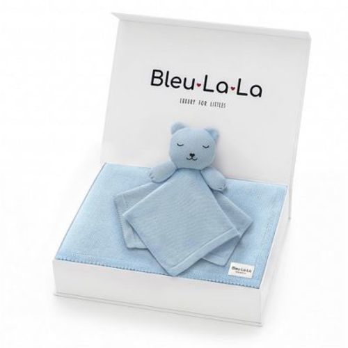 Bleu La La Blanket and Lovey Security Blanket Organic Cotton Gift Set