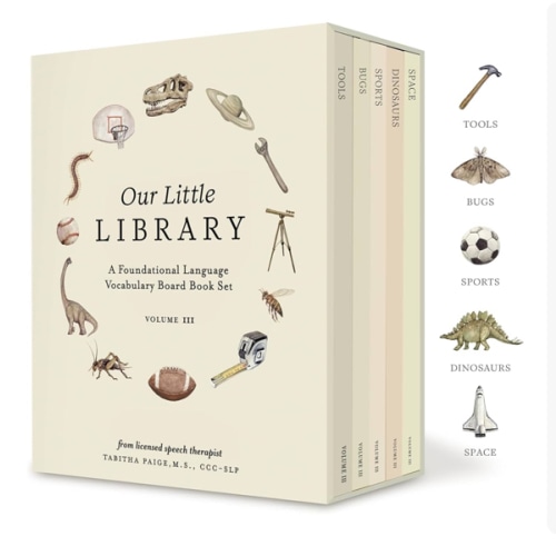 Our Little Library Vol. 3: Dinosaurs, Space, Tools, Bugs, and Sports Board Book Set for Boys & Girls (Tabitha Paige Children's Book Series)