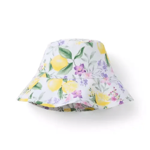 Girl White Lemon Floral Lemon Floral Bucket Hat by Janie and Jack