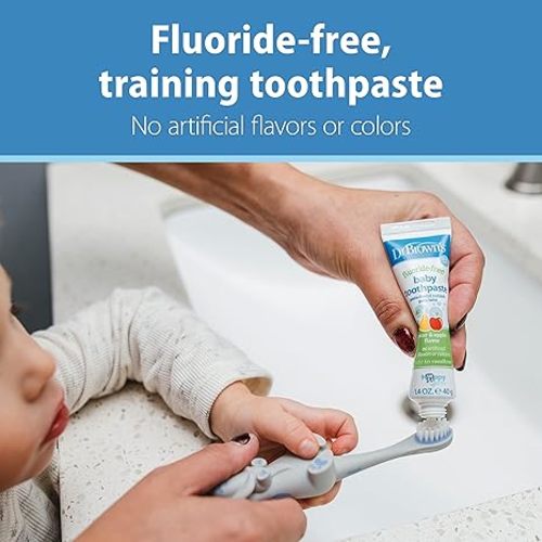 Dr. Brown's Fluoride-Free Baby Toothpaste, Safe to Swallow, Apple Pear, 1-Pack, 1.4oz/40g, 0-3 years