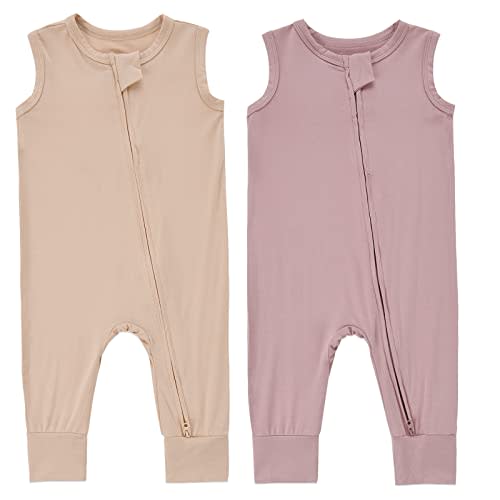 Baby Sleeveless Romper Zipper Toddler Summer Jumpsuit Rayon Outfits Infant Footless Pajamas 0-24m