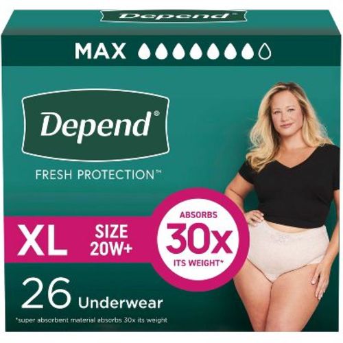 Depend Fresh Protection Adult Incontinence & Postpartum Underwear for Women - Maximum Absorbency - Blush