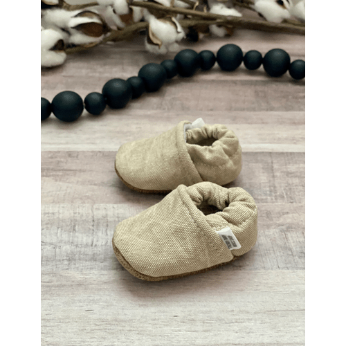 Distressed Tan Denim Moccasins