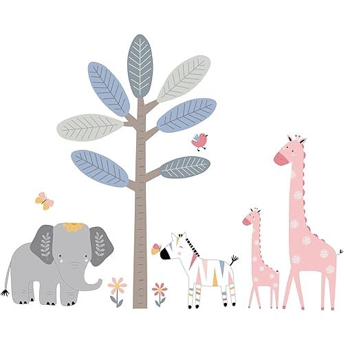 Lambs & Ivy Jazzy Jungle Elephant/Zebra/Giraffe/Tree Wall Decals/Stickers