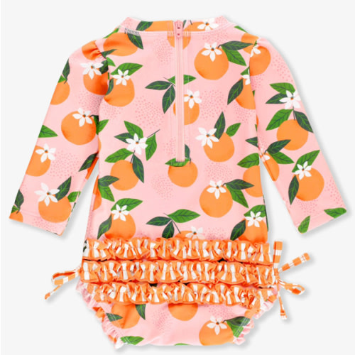 Orange You the Sweetest Long Sleeve One Piece Rash Guard - 3-6m