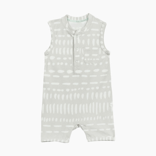 Loulou Lollipop Short Romper - Grey Mudcloth, 3-6M