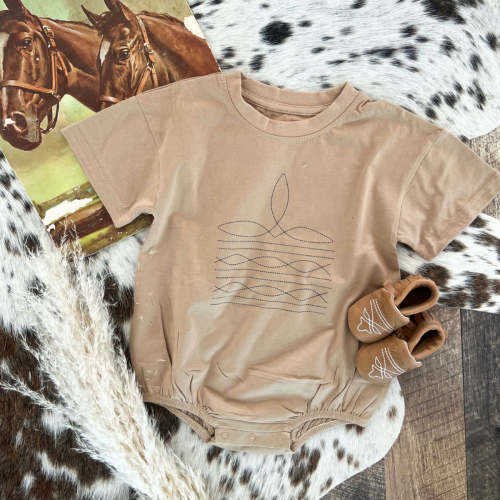 Boot Stitch Tee Onesie(little kid)(cognac) – theFRINGEDpineapple