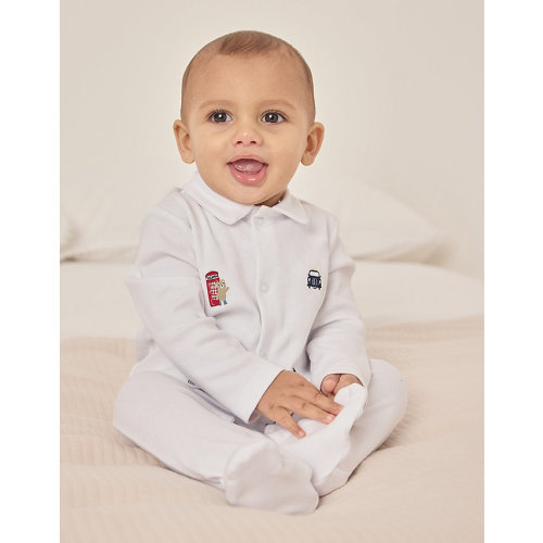 Organic Cotton Sightseeing London Embroidered Sleepsuit (0–9mths) | Baby Sleepwear | The White Company US