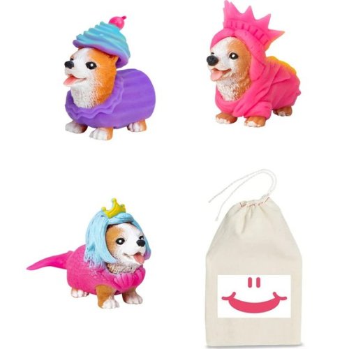 Schylling Fun to squish, hug 3 Squeeze Party Puppies Rave Neon Costume-…