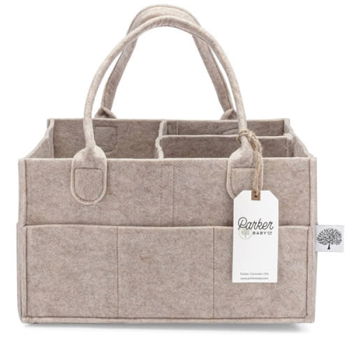 Parker Baby Diaper Caddy - Nursery Storage Bin and Car Organizer for Diapers and Baby Wipes - Oatmeal, Regular