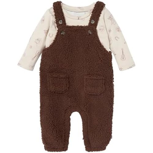 Modern Moments by Gerber Unisex Baby Microplush Overall Set