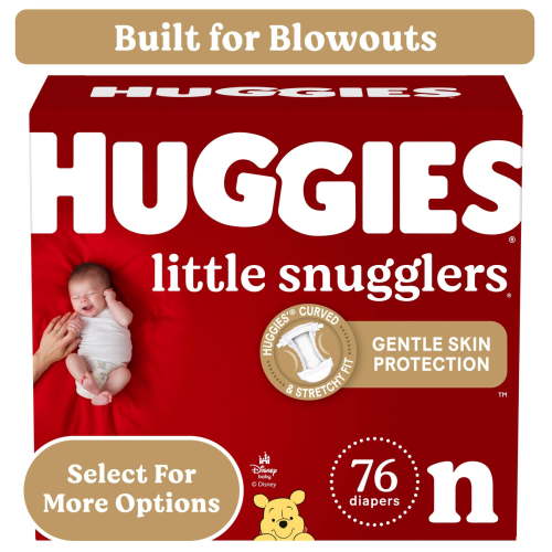 Huggies Little Snugglers Baby Diapers, Size Newborn (up to 10 lbs), 76 Ct (Select for More)