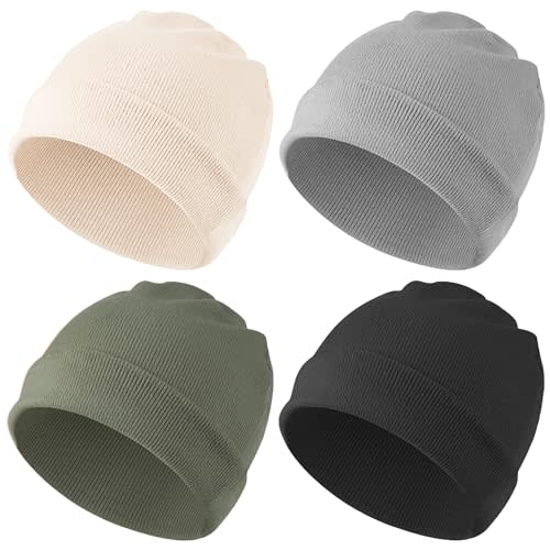 Konssy 6 Pack Baby Beanie Hats for Unisex, Toddler Beanies Baby Girl Boy Hat Warm Cap for Baby, Infant, Toddler